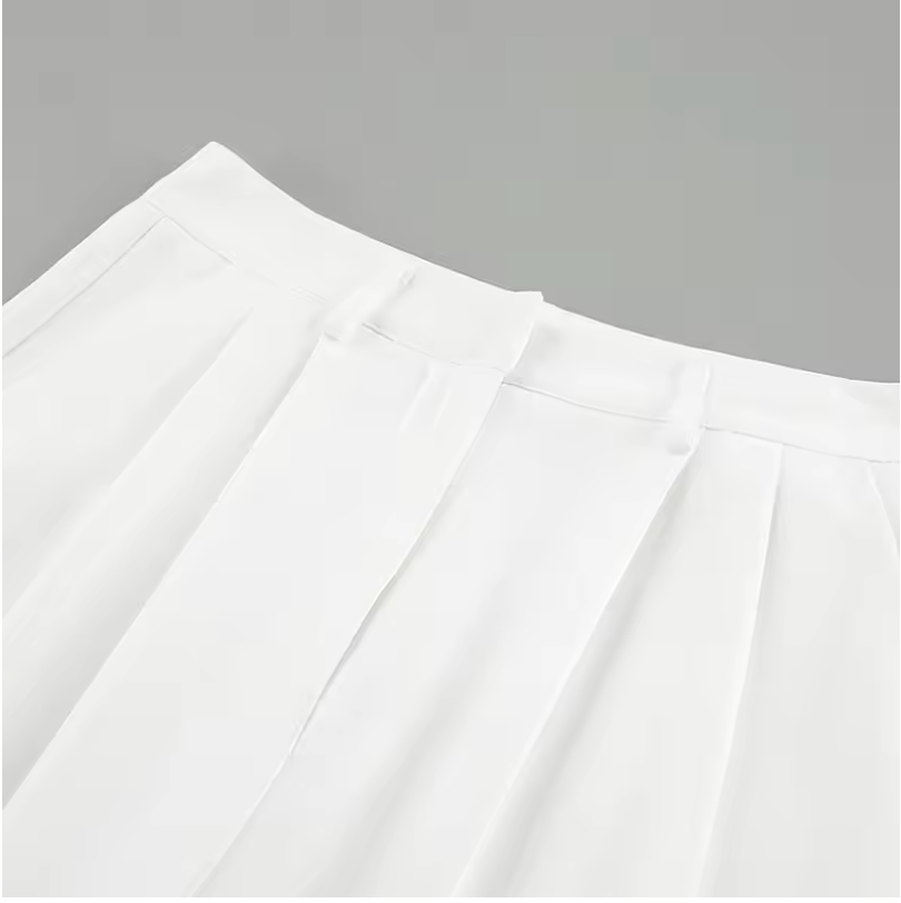 Weit geschnittene weiße High-Waist-Hose für Damen
