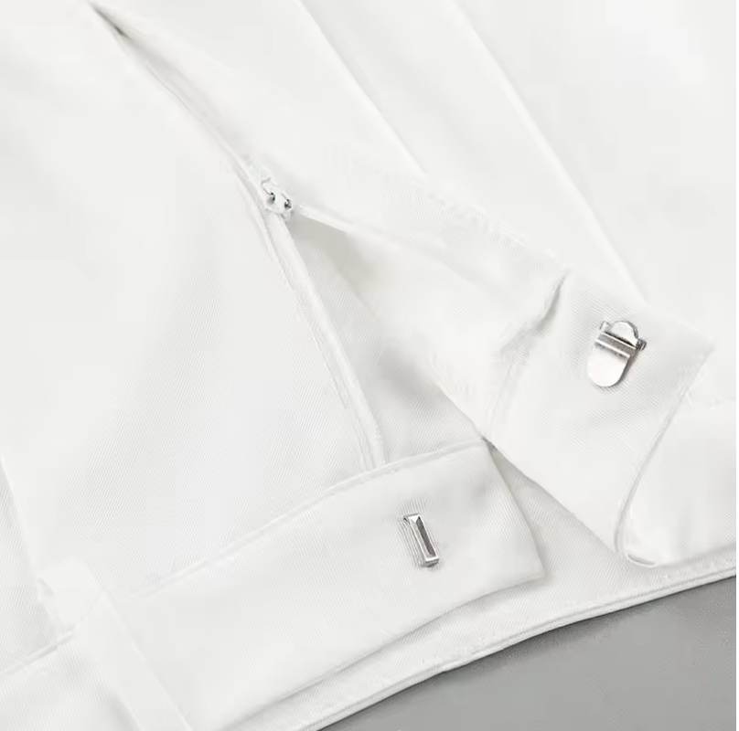 Weit geschnittene weiße High-Waist-Hose für Damen