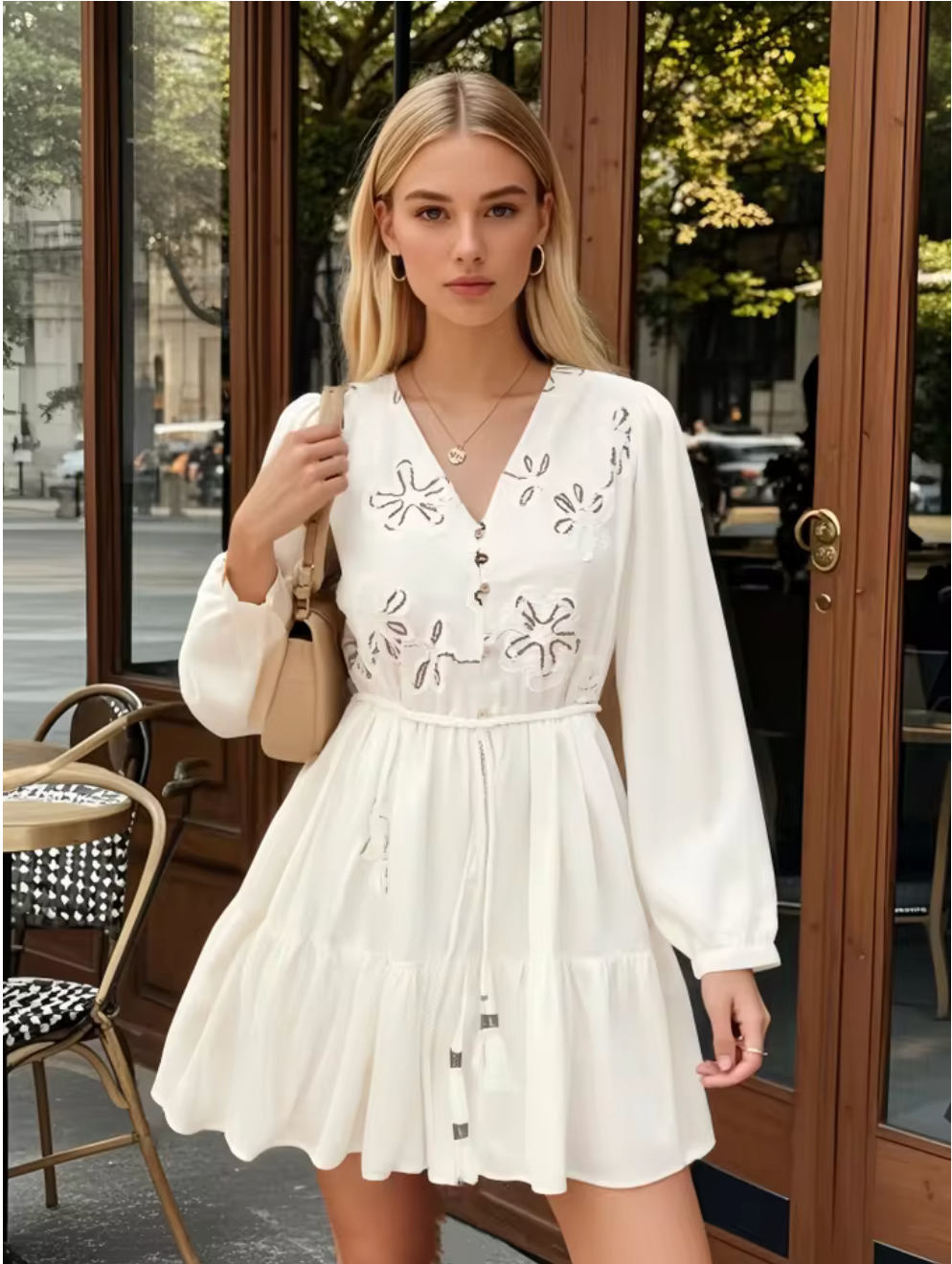 Ein Kurzes Kleid mit langen Ärmeln