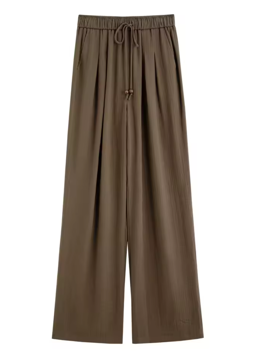 Leichte High-Waist-Hose aus Leinen mit elastischem Bund